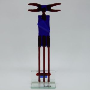 Glasfigur Krebs rot blau 1