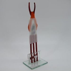 Glasfigur Medizinmann rot weiß 2