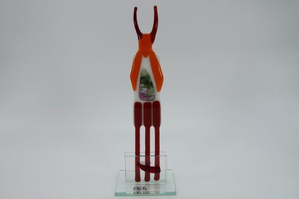 Glasfigur Medizinmann rot weiß 4