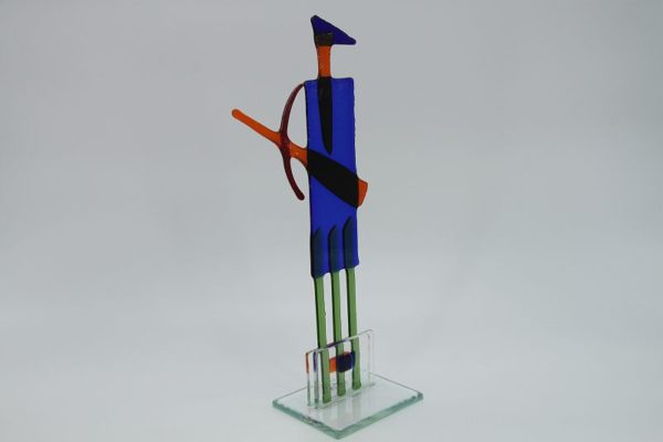 Glasfigur Schütze rot blau 3