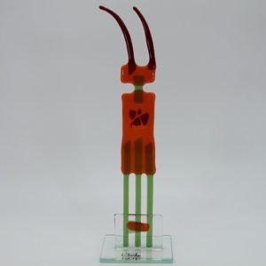 Glasfigur Steinbock rot blau 1