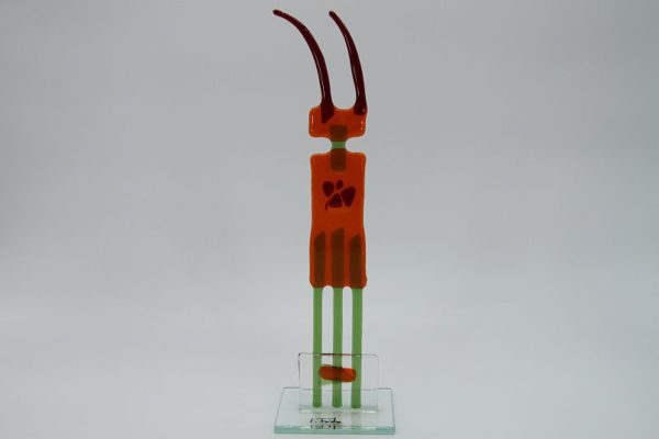 Glasfigur Steinbock rot blau 1