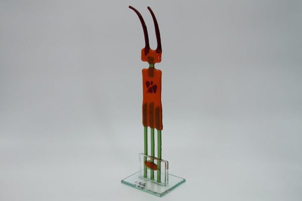 Glasfigur Steinbock rot blau 3