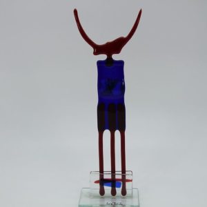 Glasfigur Stier rot blau 1