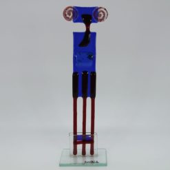 Glasfigur Widder rot blau 1