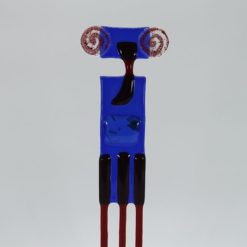 Glasfigur Widder rot blau 2