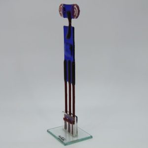 Glasfigur Widder rot blau 3