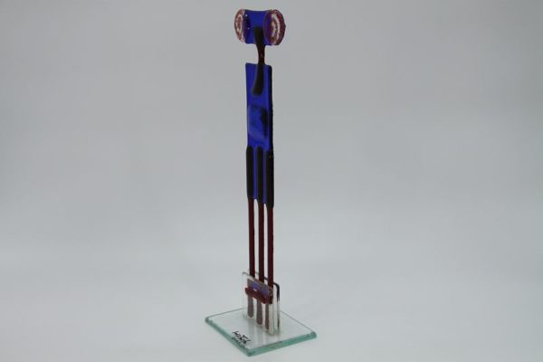 Glasfigur Widder rot blau 3