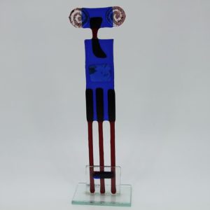 Glasfigur Widder rot blau 4