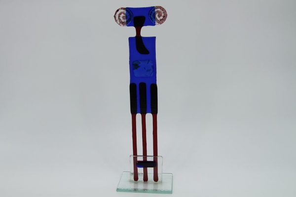 Glasfigur Widder rot blau 4