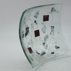 Glasschale eckig Metall rote Ecken 3