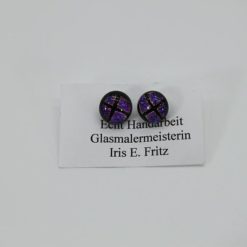 Glasschmuck Ohrstecker rosa Quadrat 1