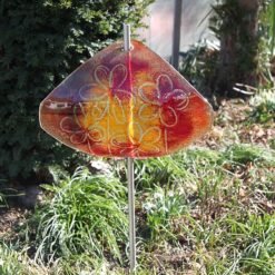 Gartenstele Glasstele Segel Blume dunkelrot-orange 5