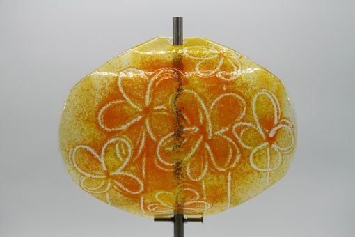 Gartenstele Glasstele Segel Blume gelb orange 2