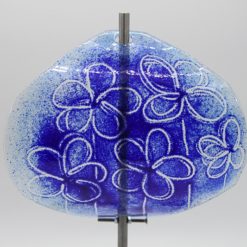 Gartenstele Glasstele Segel Blume hellblau dunkelblau 1