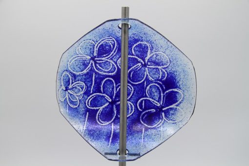 Gartenstele Glasstele Segel Blume hellblau dunkelblau 4