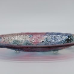 Glasschale Oval Metall rosa-blau 1