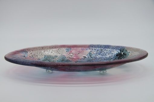 Glasschale Oval Metall rosa-blau 1