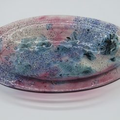 Glasschale Oval Metall rosa-blau 2