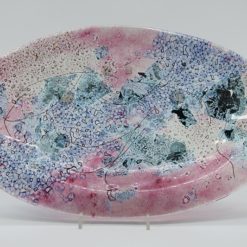 Glasschale Oval Metall rosa-blau 3
