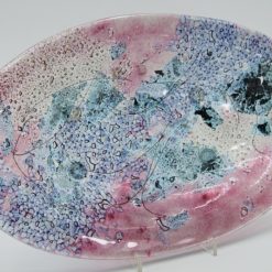 Glasschale Oval Metall rosa-blau 5