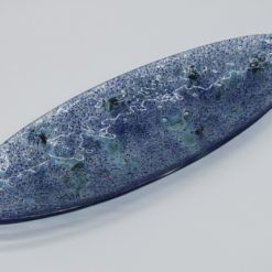 Glasschale Oval Ozean blau Metall 1