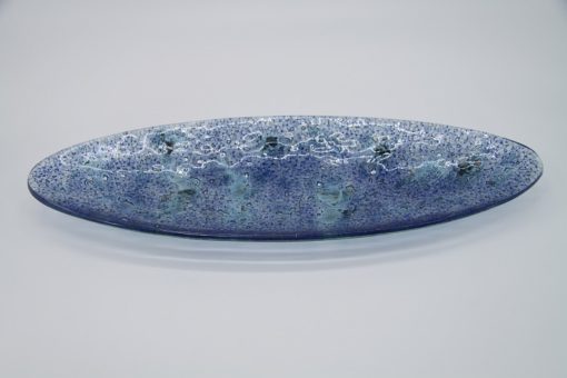 Glasschale Oval Ozean blau Metall 3