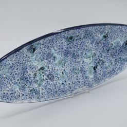 Glasschale Oval Ozean blau Metall 4