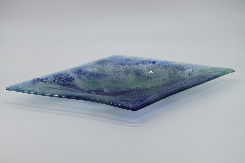 Glasschale Raute Metall Ocean-blau 1