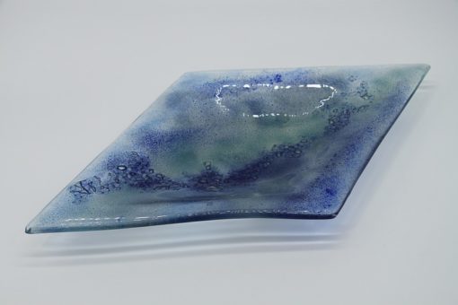 Glasschale Raute Metall Ocean-blau 3