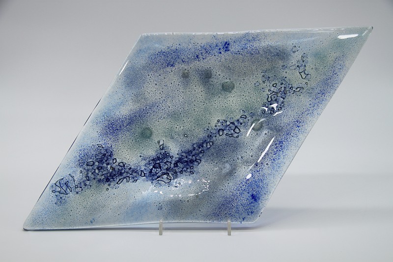 Glasschale Raute Metall Ocean-blau 4