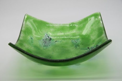 Glasschale eckig Metall chromgrün 4