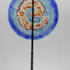 Gartenstele Glasstele rund Muschel blau 2