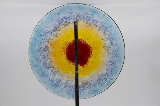 Gartenstele Glasstele rund blau gelb rot 3