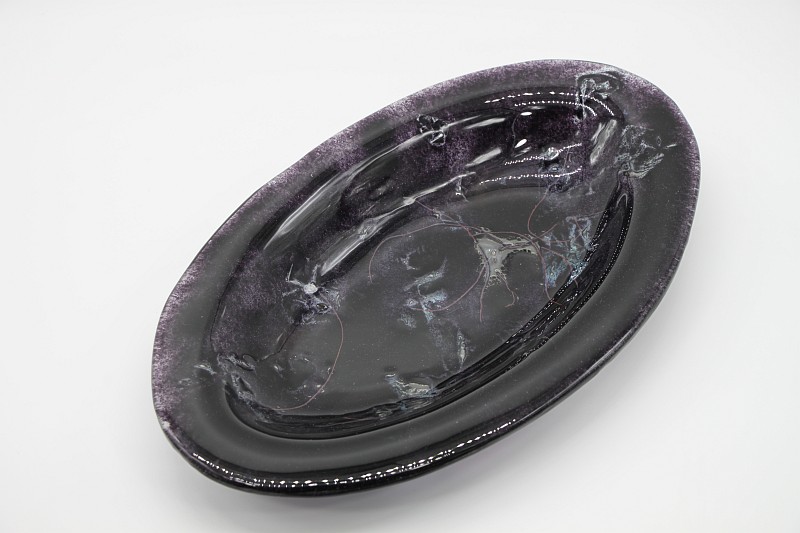 Glasschale Oval schwarz Metall 1
