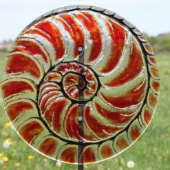 Gartenstele Glasstele rund Muschel rot 5