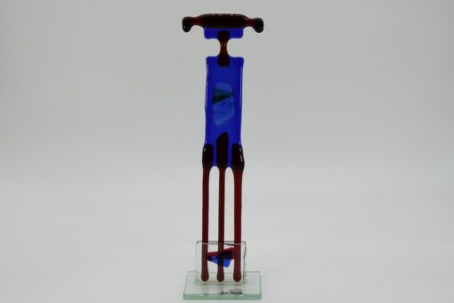 Glasfigur Waage rot blau 1