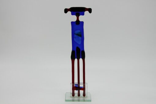 Glasfigur Waage rot blau 3